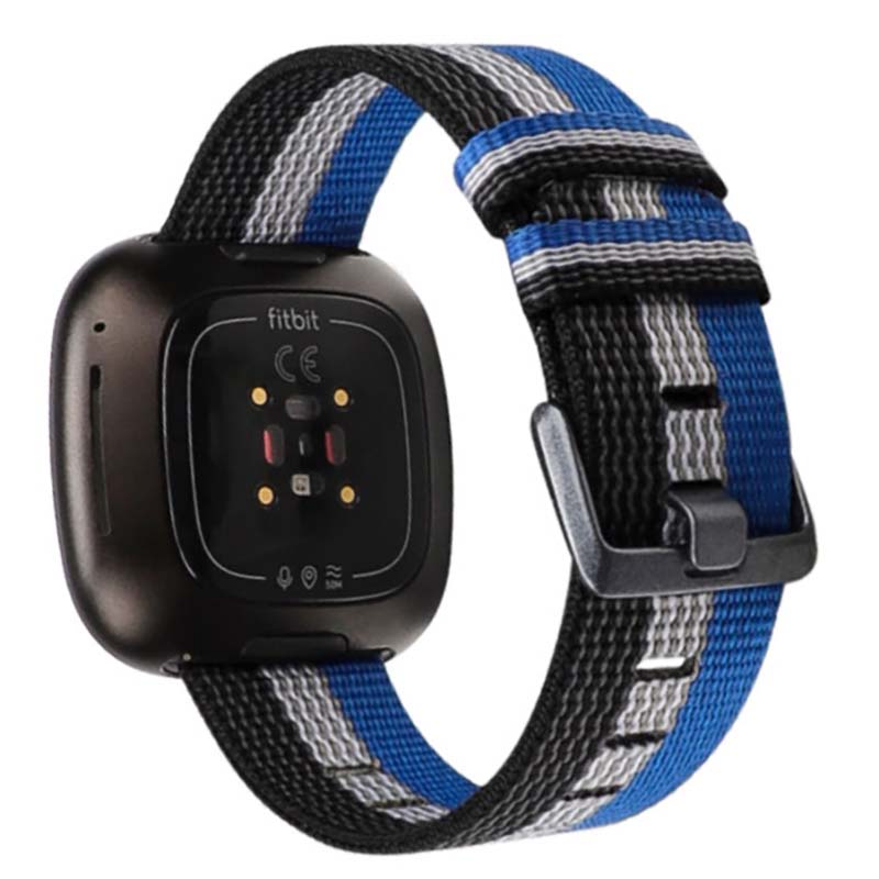 Canvas Strap with Polished Silver Buckle for Fitbit Versa 3