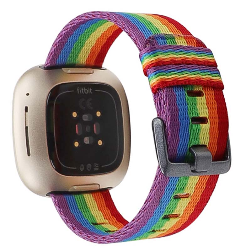 Canvas Strap with Polished Silver Buckle for Fitbit Versa 3