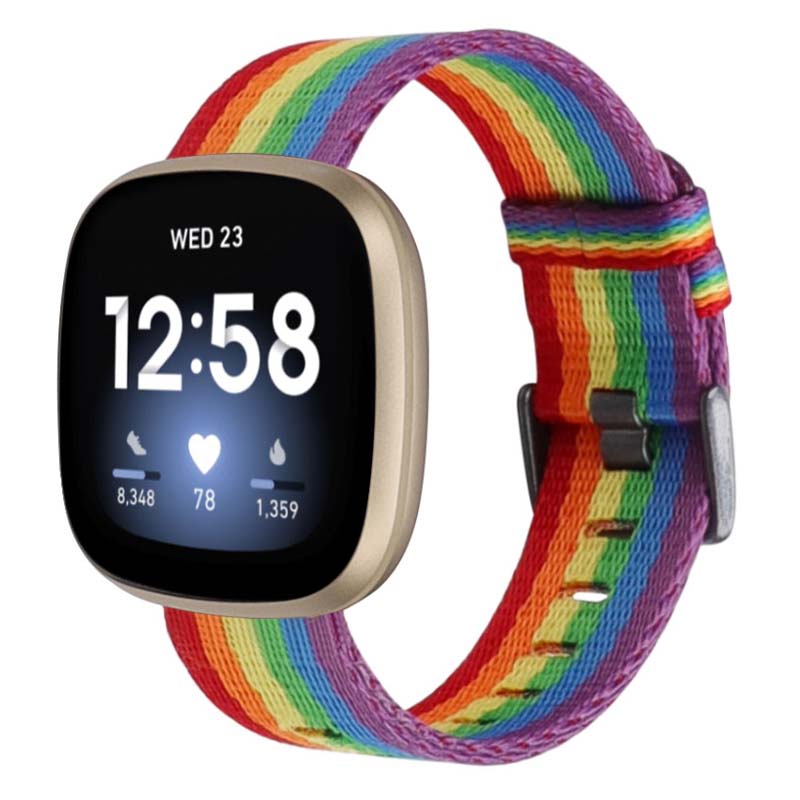 Canvas Strap with Polished Silver Buckle for Fitbit Versa 3
