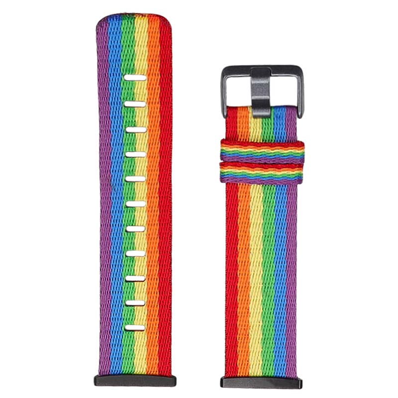Canvas Strap with Polished Silver Buckle for Fitbit Versa 3