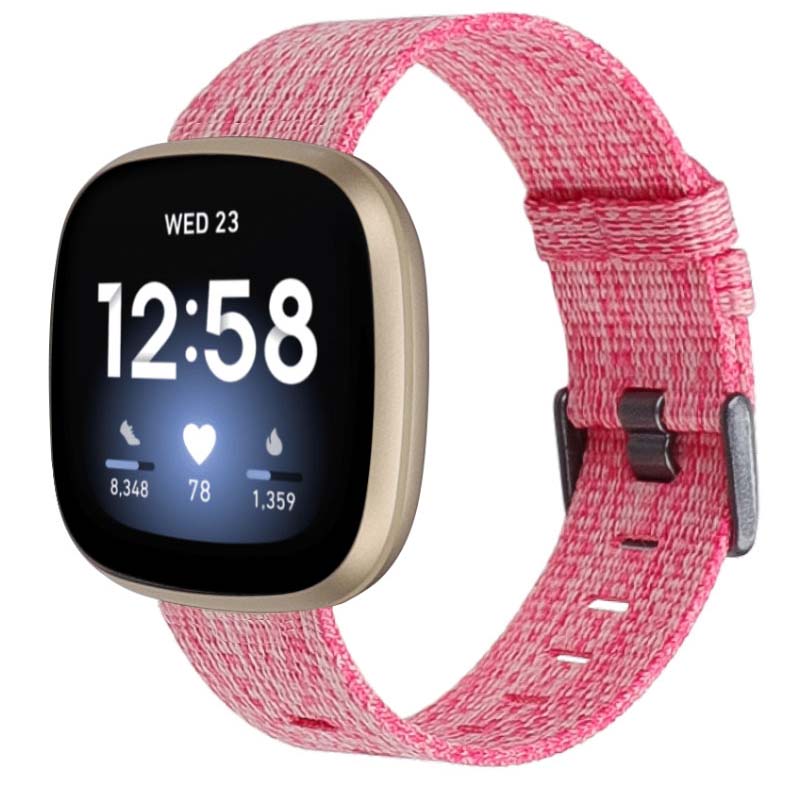 Canvas Strap with Polished Silver Buckle for Fitbit Versa 3