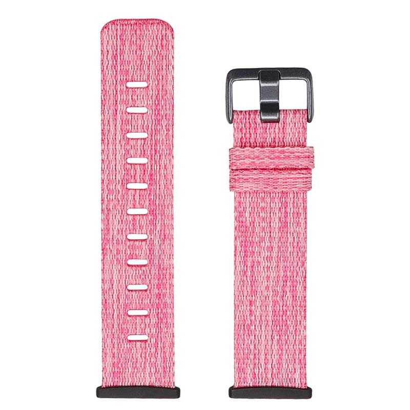 Canvas Strap with Polished Silver Buckle for Fitbit Versa 3