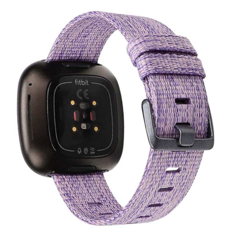 Canvas Strap with Polished Silver Buckle for Fitbit Versa 3