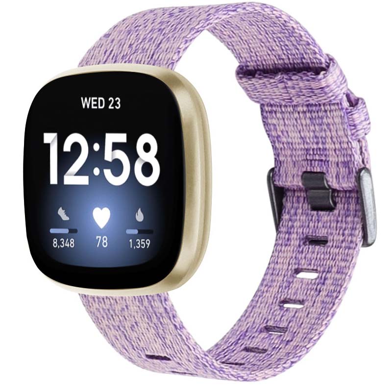 Canvas Strap with Polished Silver Buckle for Fitbit Versa 3