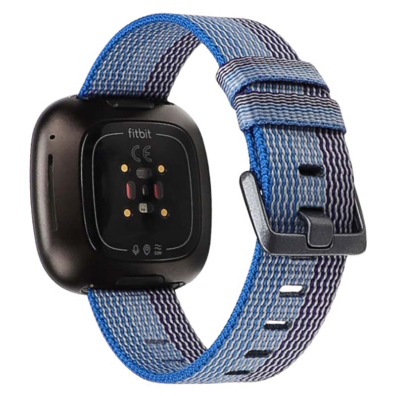 Canvas Strap with Polished Silver Buckle for Fitbit Versa 3