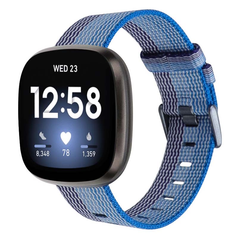 Canvas Strap with Polished Silver Buckle for Fitbit Versa 3