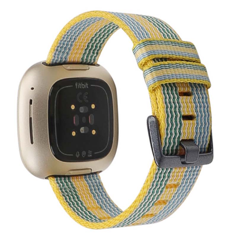Canvas Strap with Polished Silver Buckle for Fitbit Versa 3