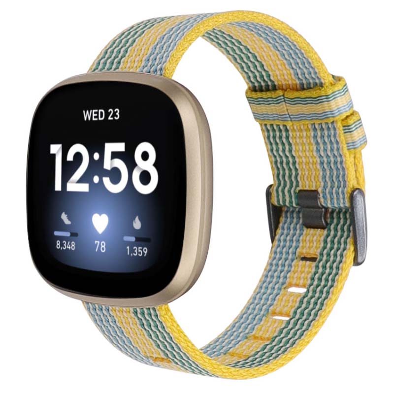 Canvas Strap with Polished Silver Buckle for Fitbit Versa 3