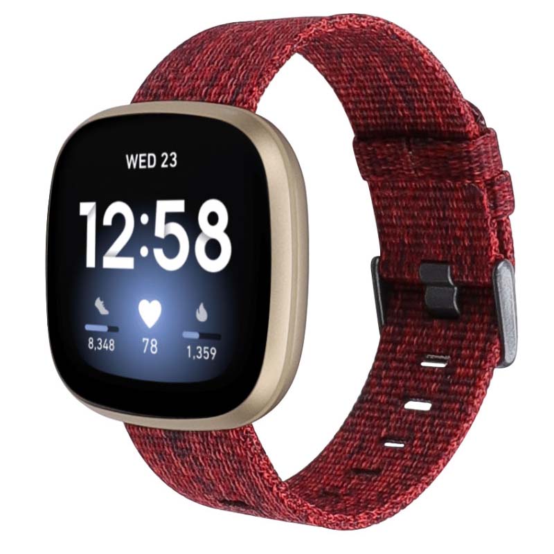 Canvas Strap with Polished Silver Buckle for Fitbit Versa 3