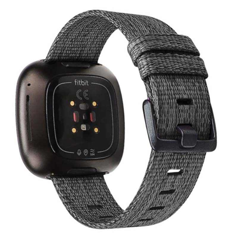 Canvas Strap with Polished Silver Buckle for Fitbit Versa 3