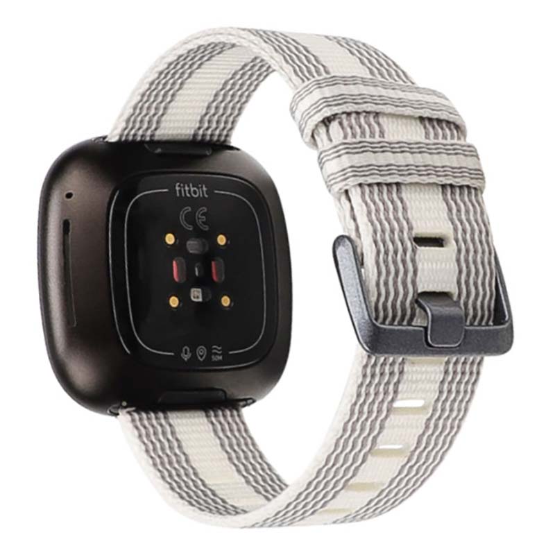 Canvas Strap with Polished Silver Buckle for Fitbit Versa 3