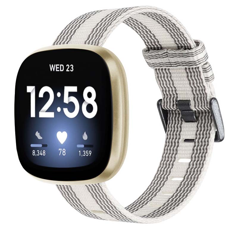 Canvas Strap with Polished Silver Buckle for Fitbit Versa 3
