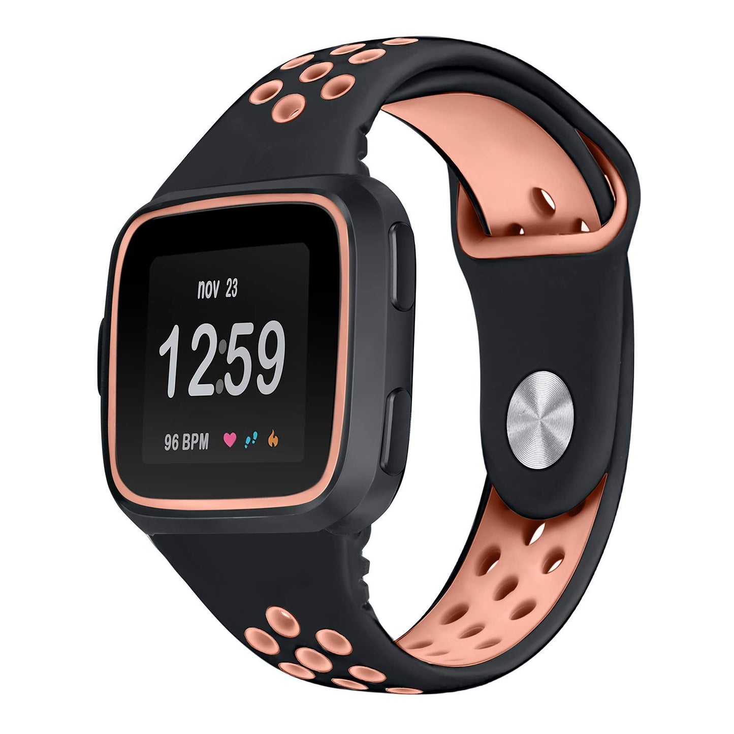 Perforated Rubber Strap with Protective Case for Fitbit Versa