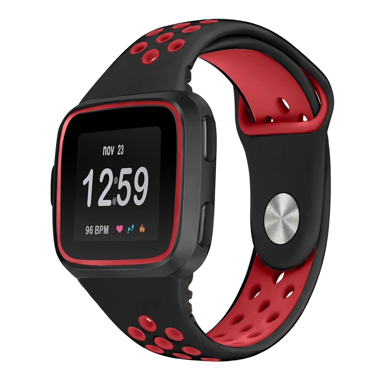 Perforated Rubber Strap with Protective Case for Fitbit Versa