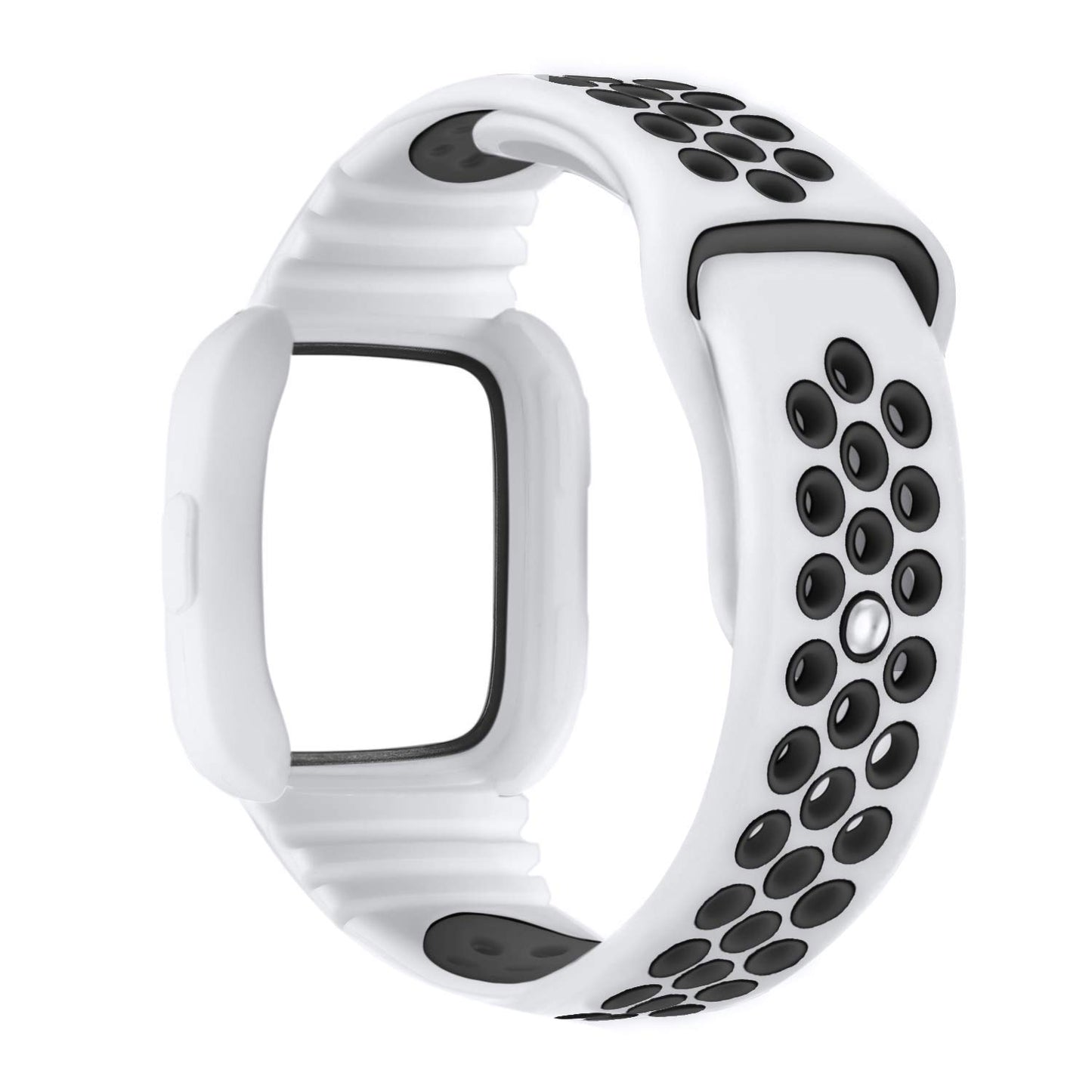 Perforated Rubber Strap with Protective Case for Fitbit Versa