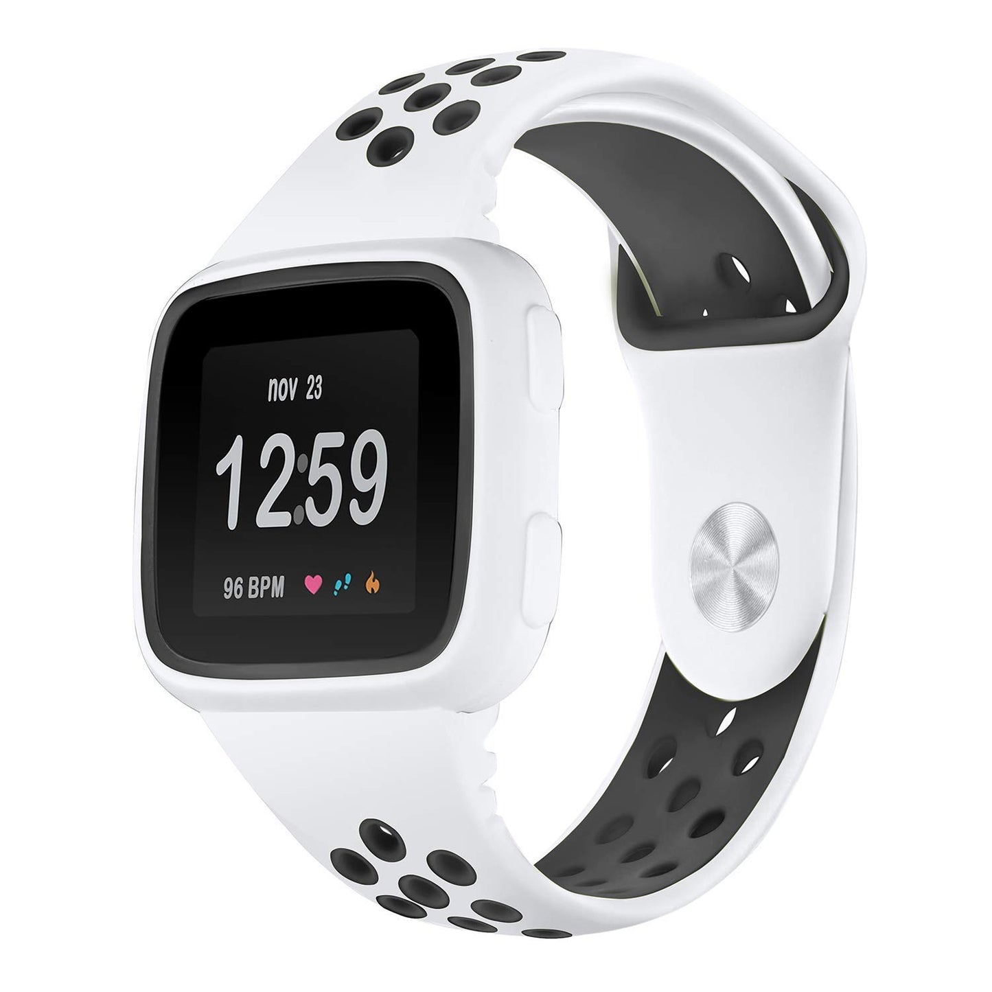 Perforated Rubber Strap with Protective Case for Fitbit Versa