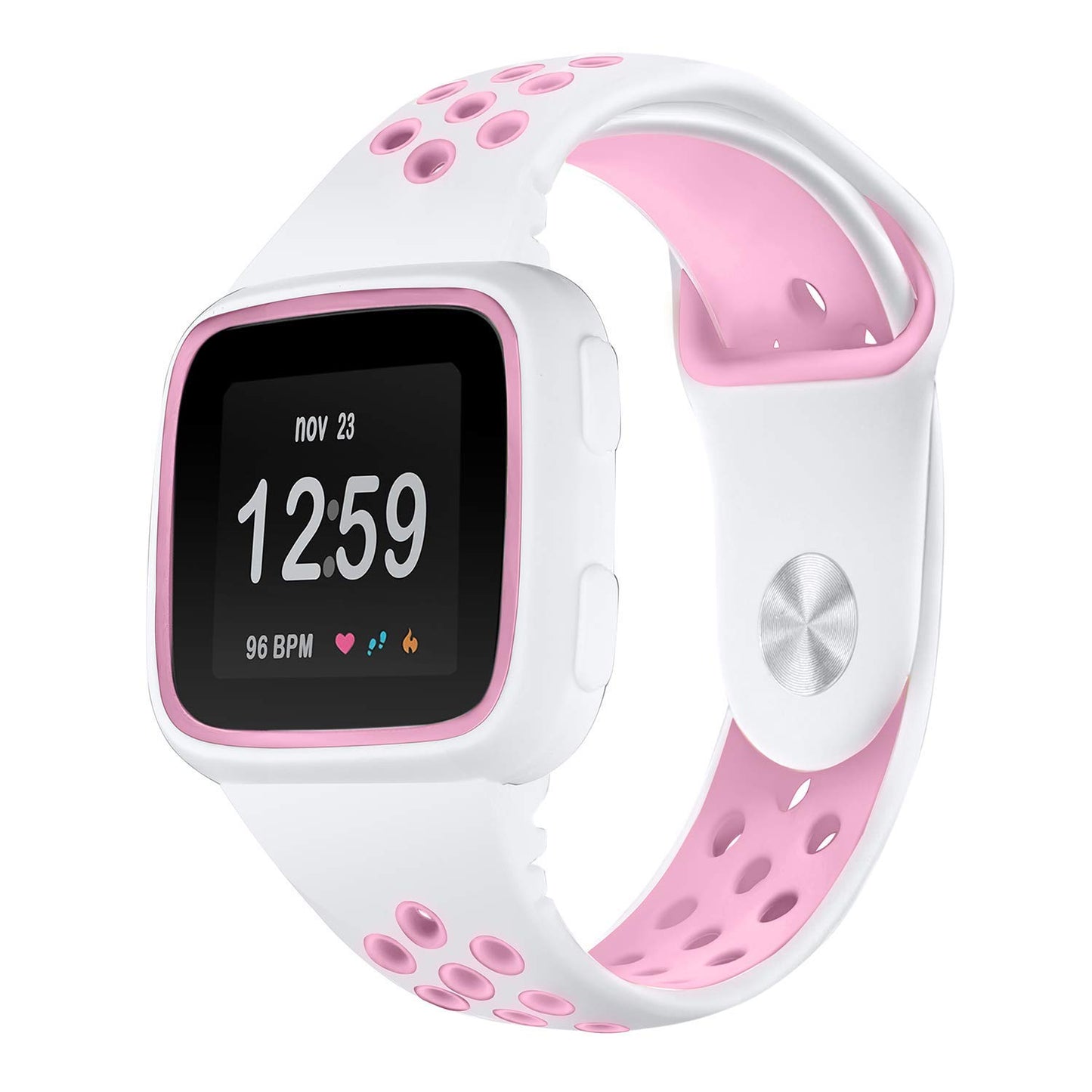 Perforated Rubber Strap with Protective Case for Fitbit Versa