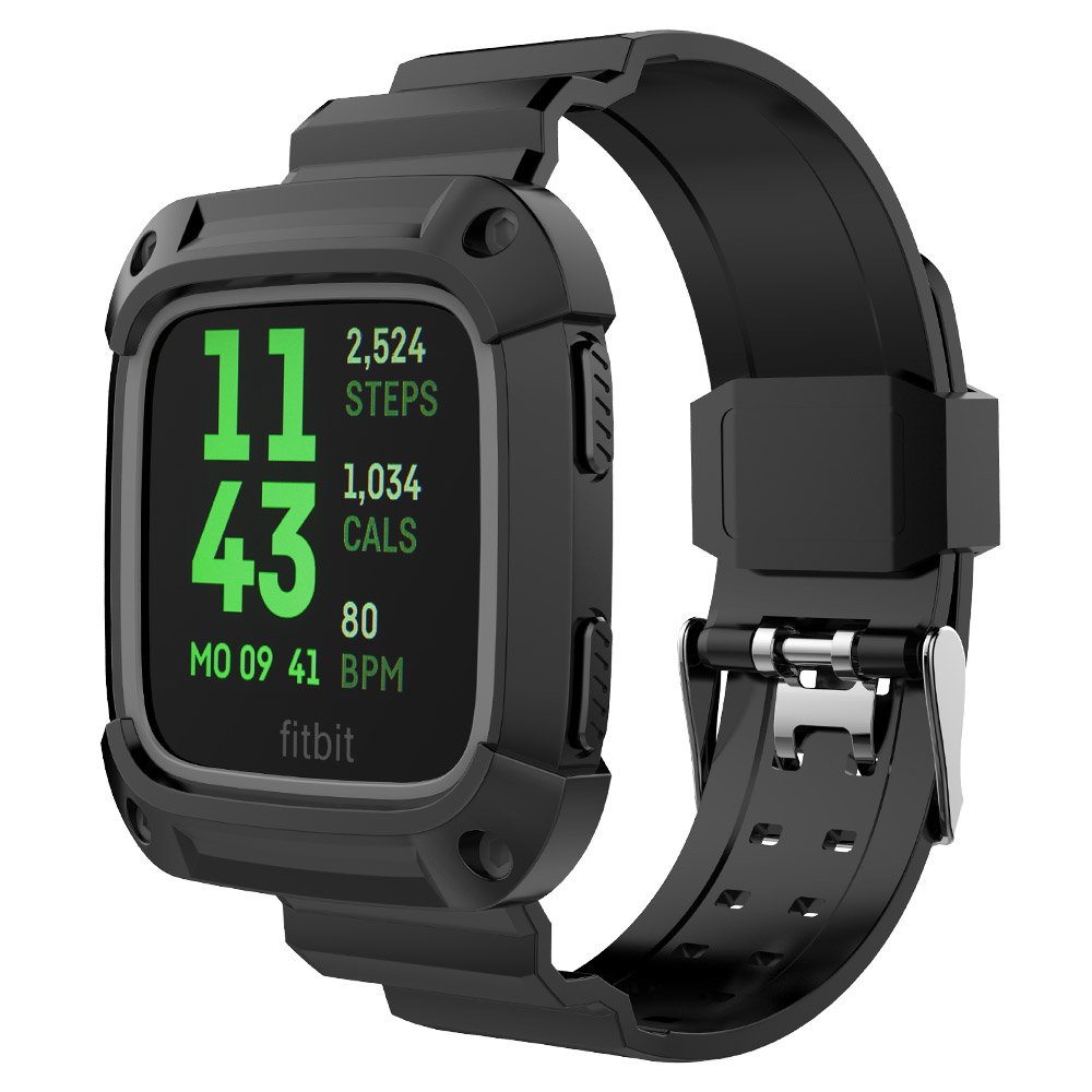 Rubber Strap with Protective Case for Fitbit Versa