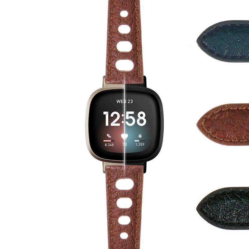 DASSARI Vintage Leather Rally Strap for Fitbit Charge 4 & Charge 3