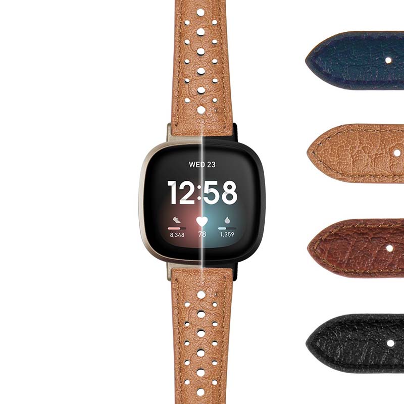 DASSARI Perforated Leather Rally Strap for Fitbit Charge 4 & Charge 3