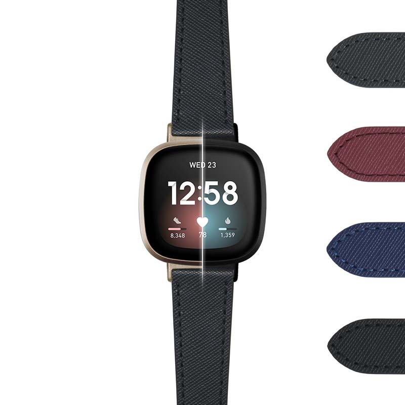 DASSARI Premium Saffiano Leather Strap (Short, Standard, Long) for Fitbit Charge 4 & Charge 3