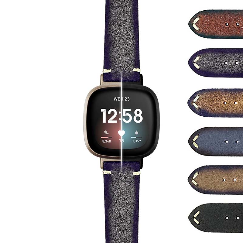 DASSARI Patina Distressed Italian Leather Strap for Fitbit Sense