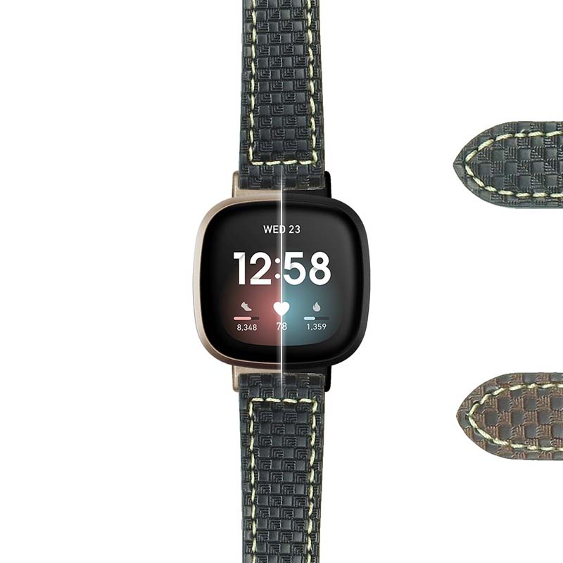 DASSARI Azure Carbon Fiber Leather Strap for Fitbit Sense