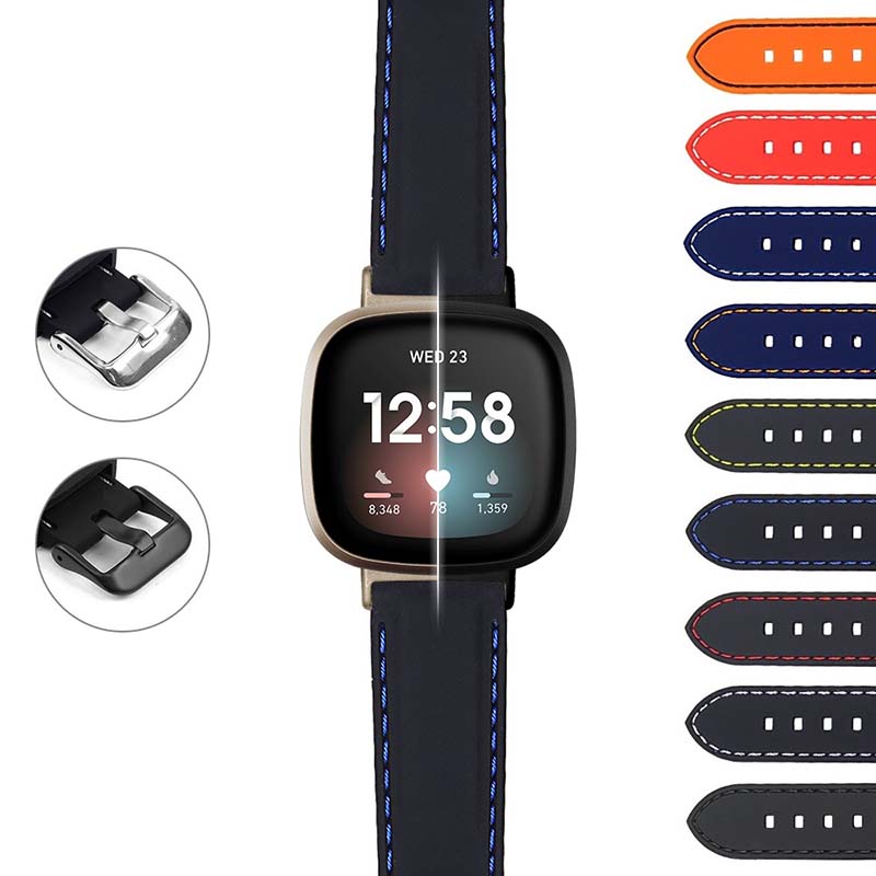 Rubber Strap w/ Stitching for Fitbit Sense