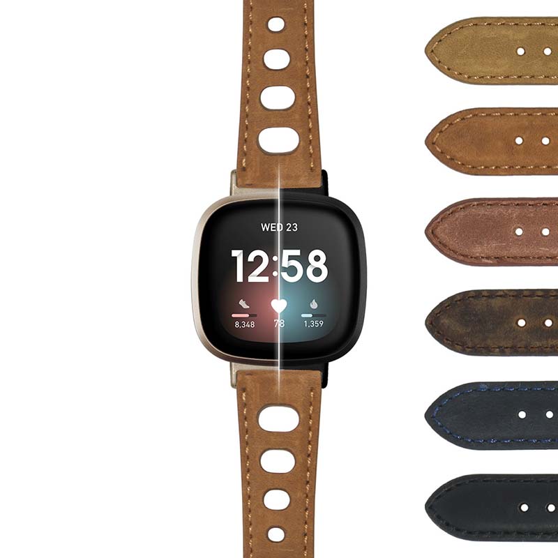 DASSARI Distressed Leather Rally Strap for Fitbit Sense