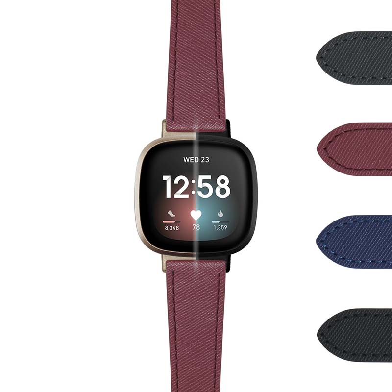 DASSARI Women's Saffiano Leather Strap (Short, Standard, Long) for Fitbit Sense