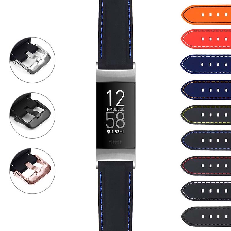 Rubber Strap w/ Stitching for Fitbit Charge 4 & Charge 3