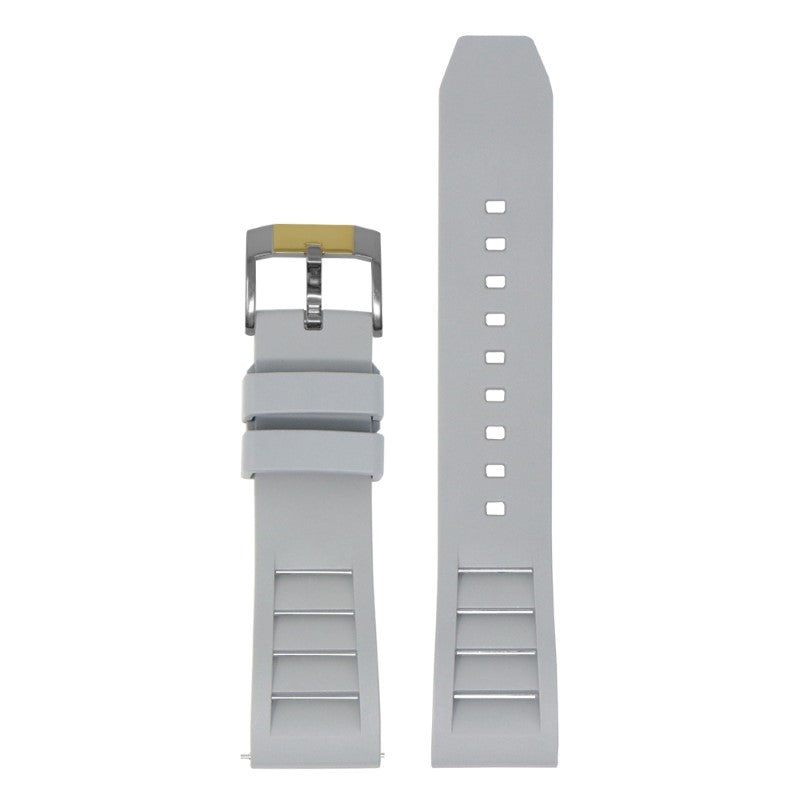 DASSARI Vented FKM Rubber Strap - Silver & Yellow Gold Buckle