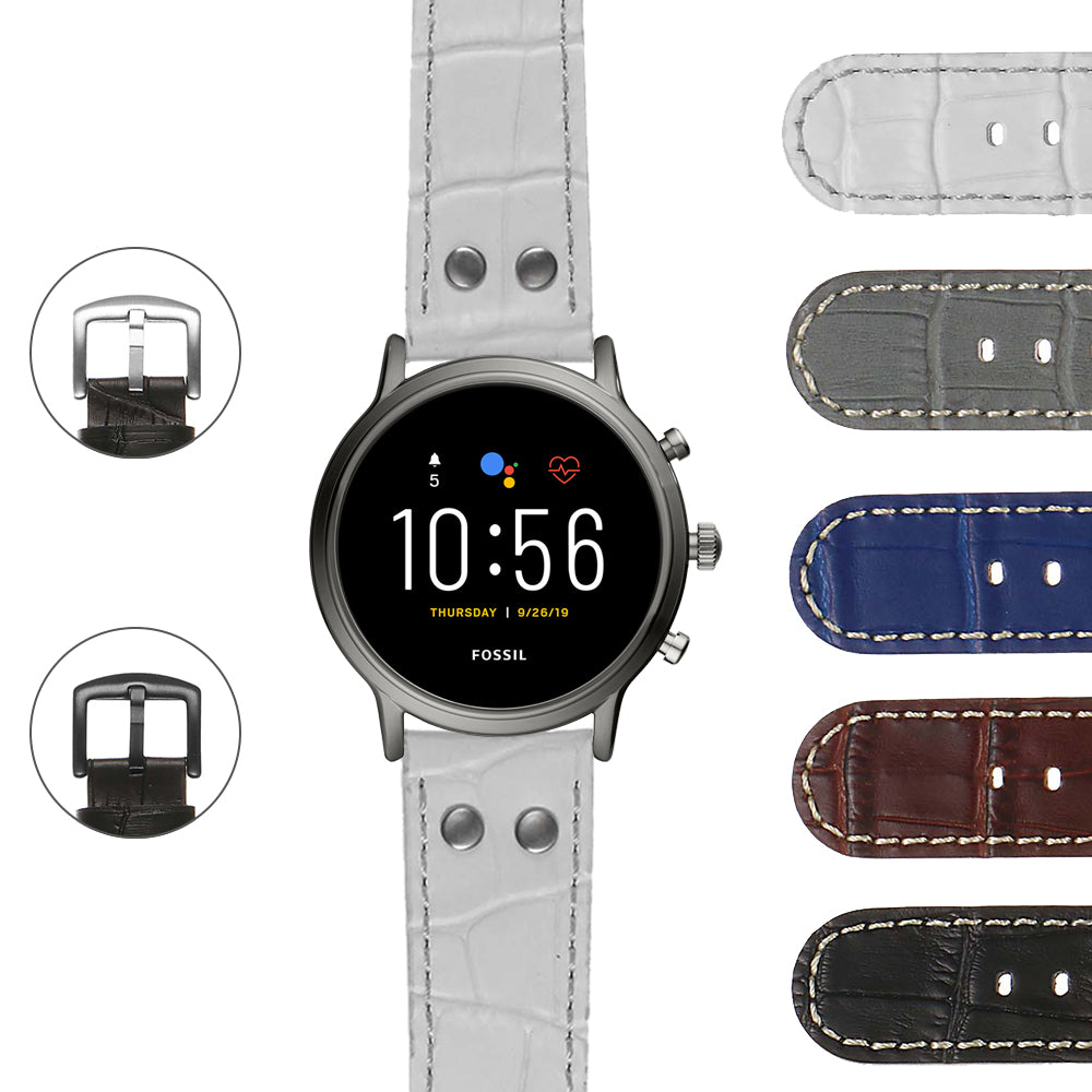 DASSARI Croc Embossed Leather Pilot Strap for Fossil Gen 4 Smartwatch