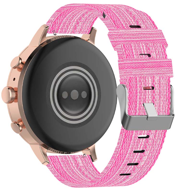 Canvas Strap with Polished Silver Buckle for Fossil Gen 5E & Gen 4