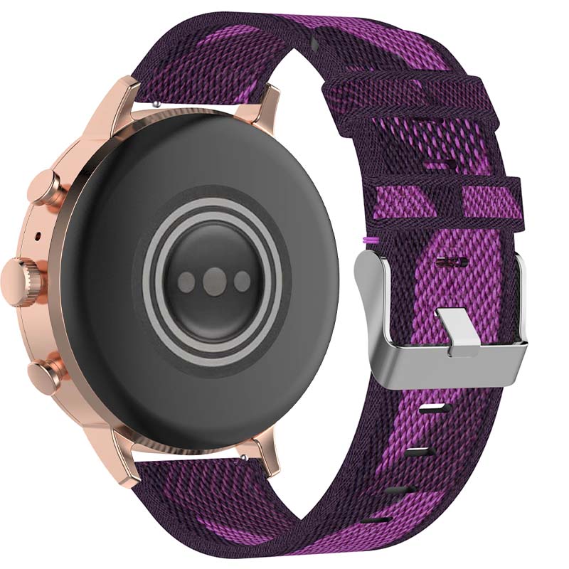 Canvas Strap with Polished Silver Buckle for Fossil Gen 5E & Gen 4