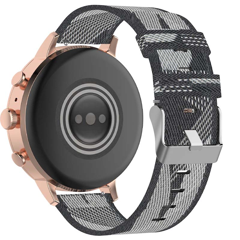 Canvas Strap with Polished Silver Buckle for Fossil Gen 5E & Gen 4