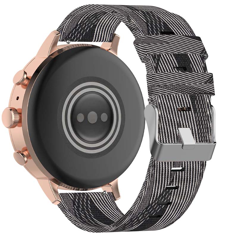Canvas Strap with Polished Silver Buckle for Fossil Gen 5E & Gen 4