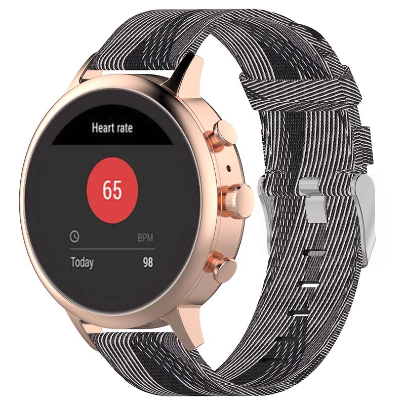 Canvas Strap with Polished Silver Buckle for Fossil Gen 5E & Gen 4