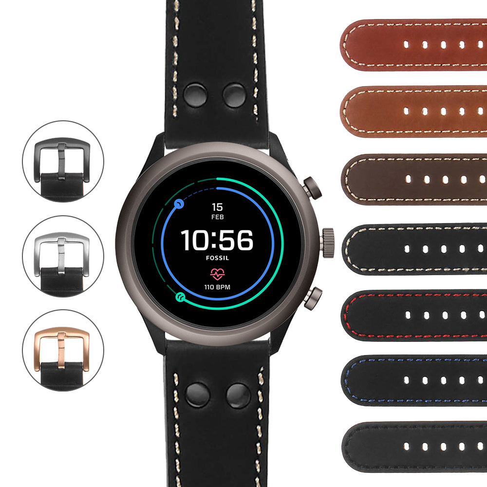 DASSARI Leather Pilot Strap for Fossil Gen 5 Smartwatch