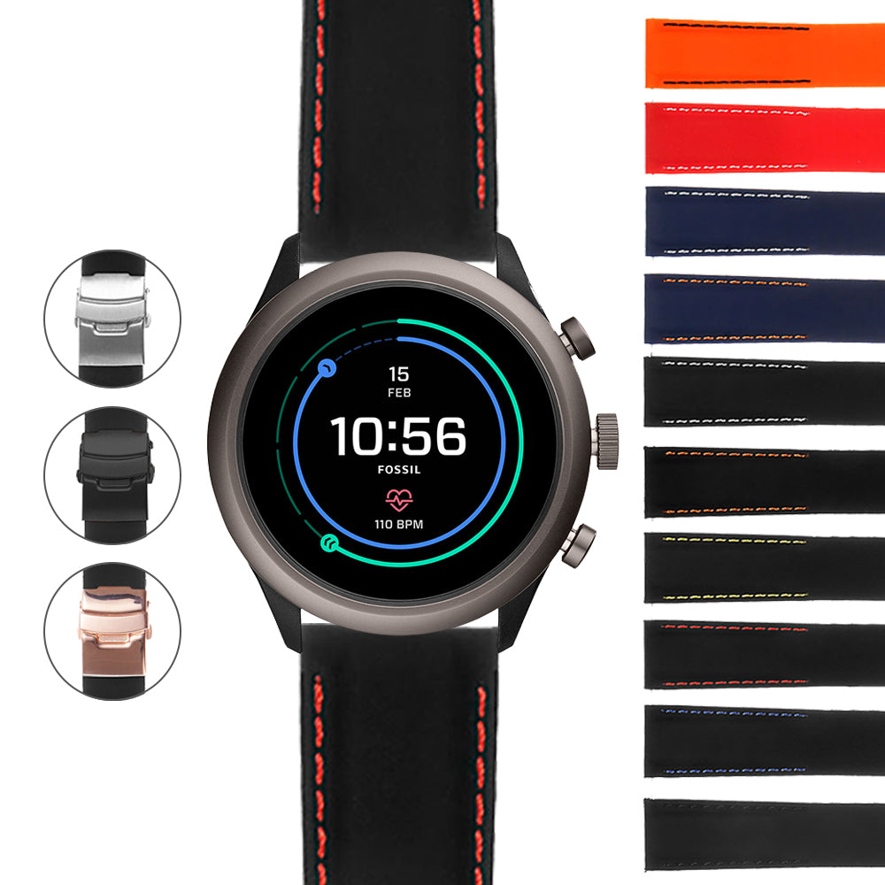 Rubber Strap with Deployant Clasp for Fossil Gen 5 Smartwatch