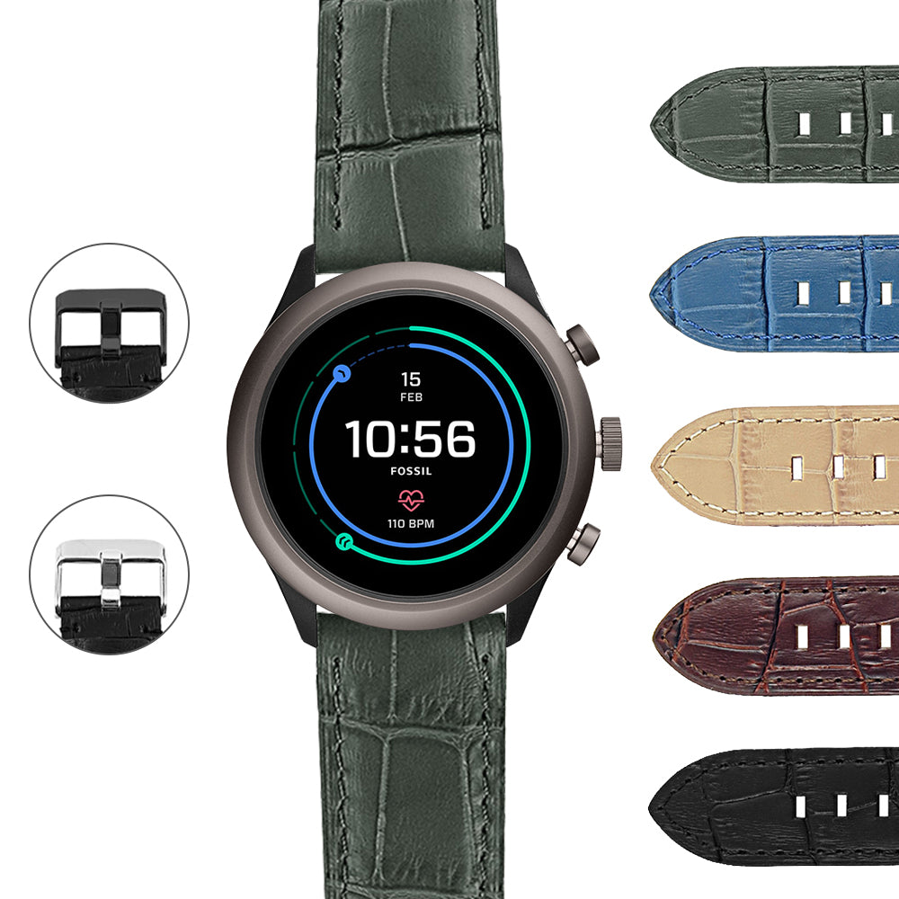 DASSARI Croc Embossed Italian Leather Strap for Fossil Gen 5 Smartwatch