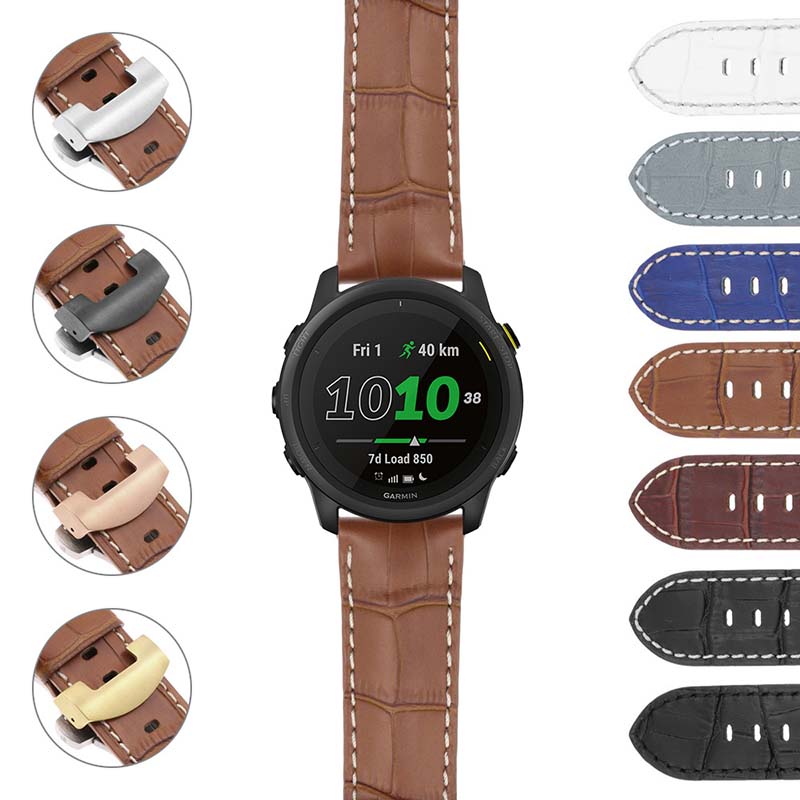 DASSARI Croc Leather Strap w/ Black Deployant Clasp for Apple Watch