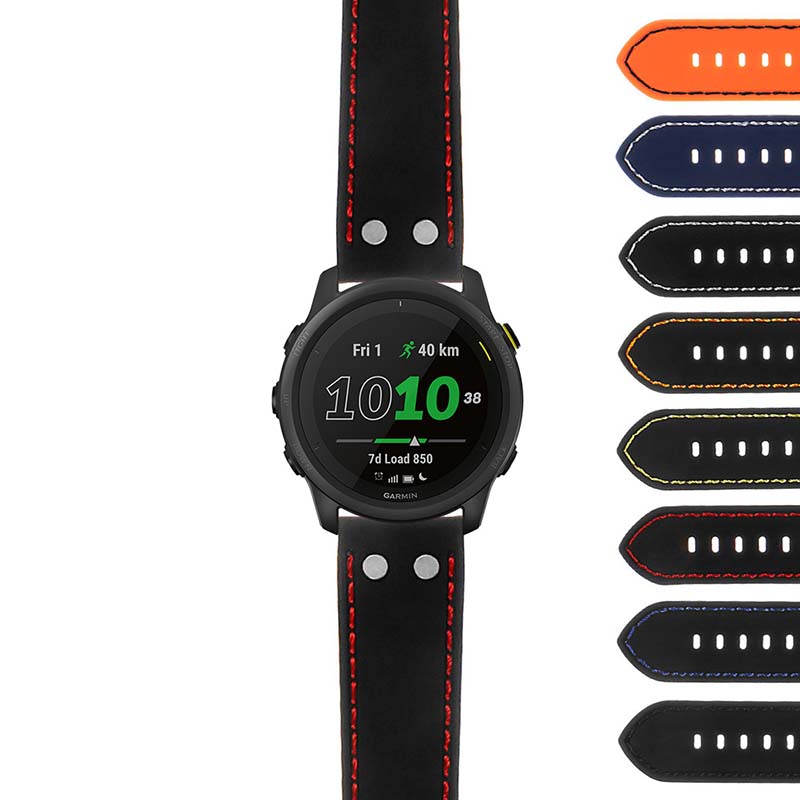 Rubber Aviator Strap w/ Rivets for Fitbit Charge 4 & Charge 3