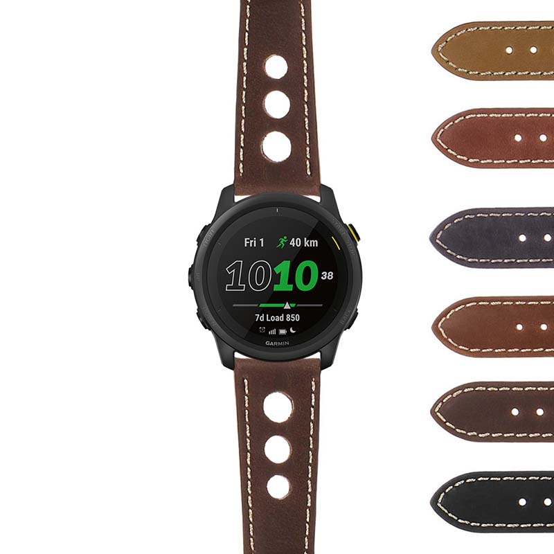 DASSARI Carrera Distressed Leather GT Rally Strap for Fitbit Versa 3