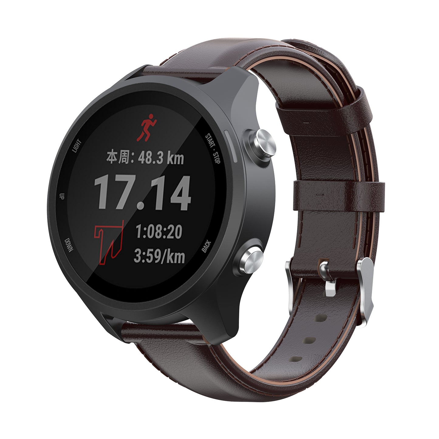 Leather Band for Garmin Forerunner 245 / 645 / Vivoactive 3 / Vivomove / 3 / HR