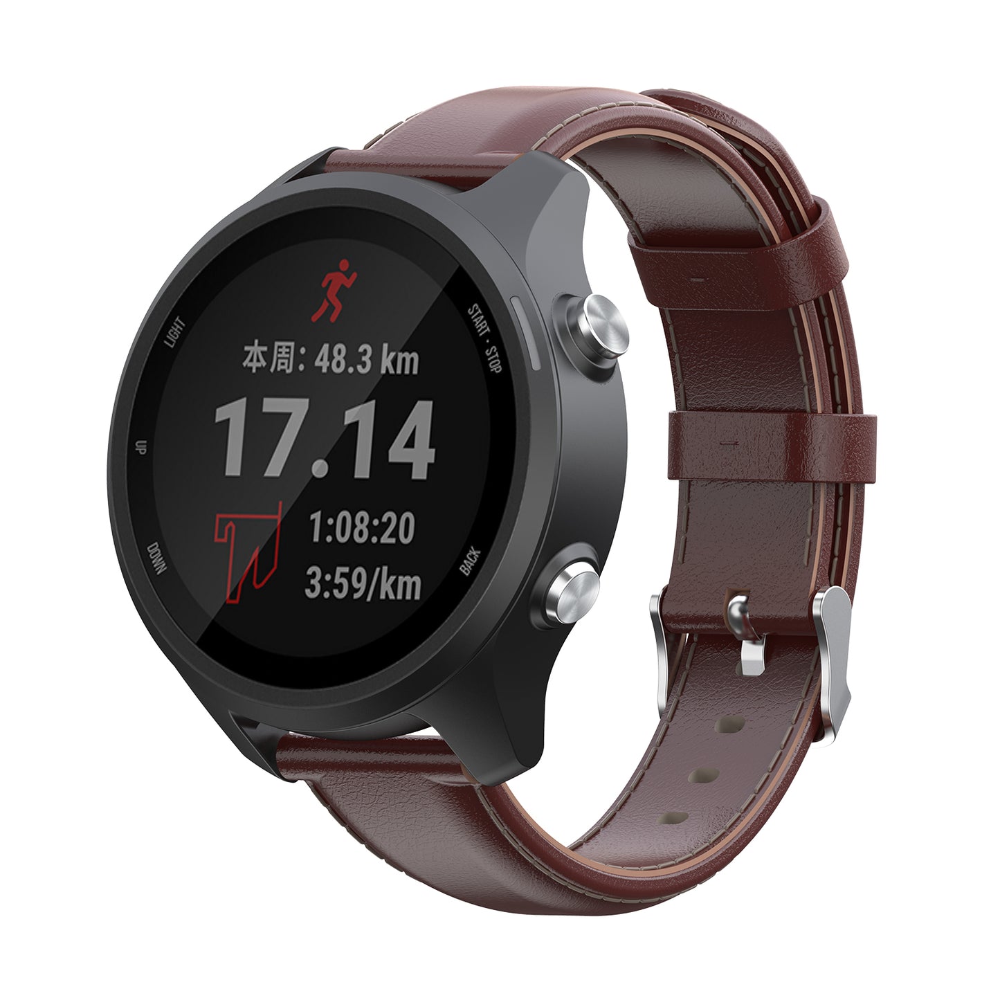 Leather Band for Garmin Forerunner 245 / 645 / Vivoactive 3 / Vivomove / 3 / HR