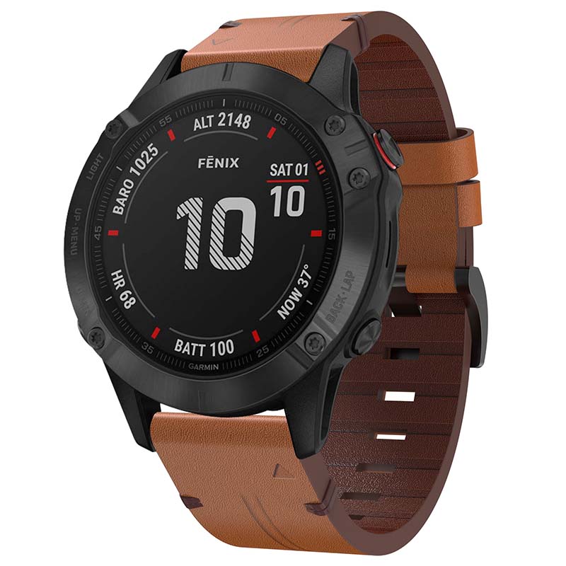 Thick Leather Strap for Garmin Fenix 5 / 6 / Forerunner 945 / Approach S62 / Instinct