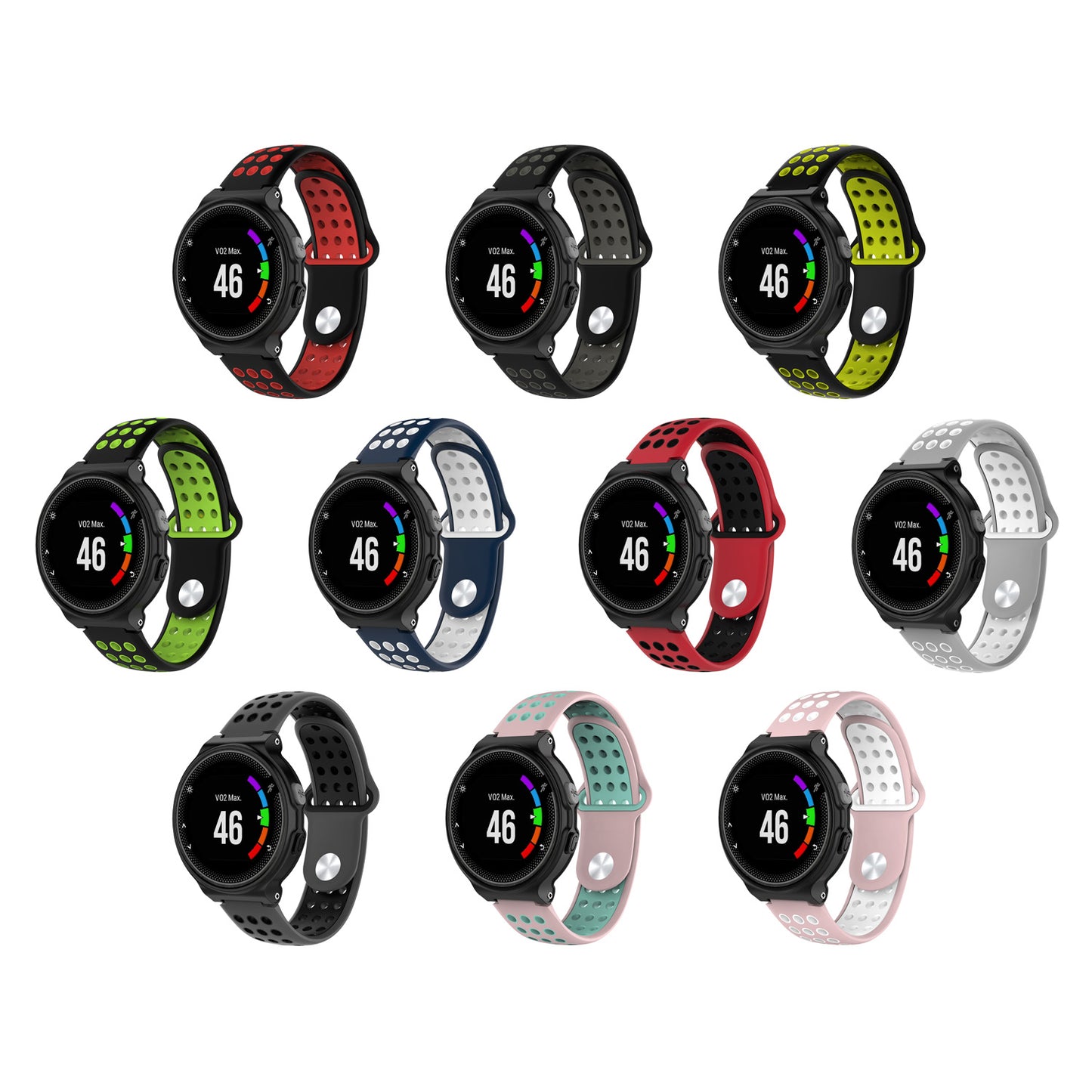 Perforated Rubber Strap for Garmin Forerunner 220 / 230 / 235 / 260 / 735XT / Approach S5 / S6 / S20