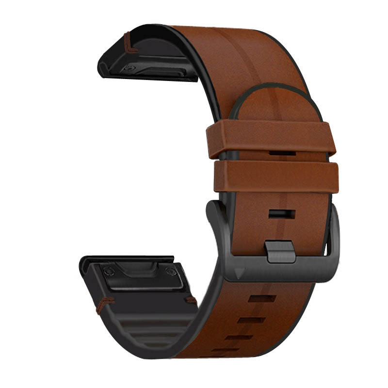 Leather & Silicone Hybrid Strap for Garmin Fenix 3 / 3 HR / 5X / 5X Plus / 6X