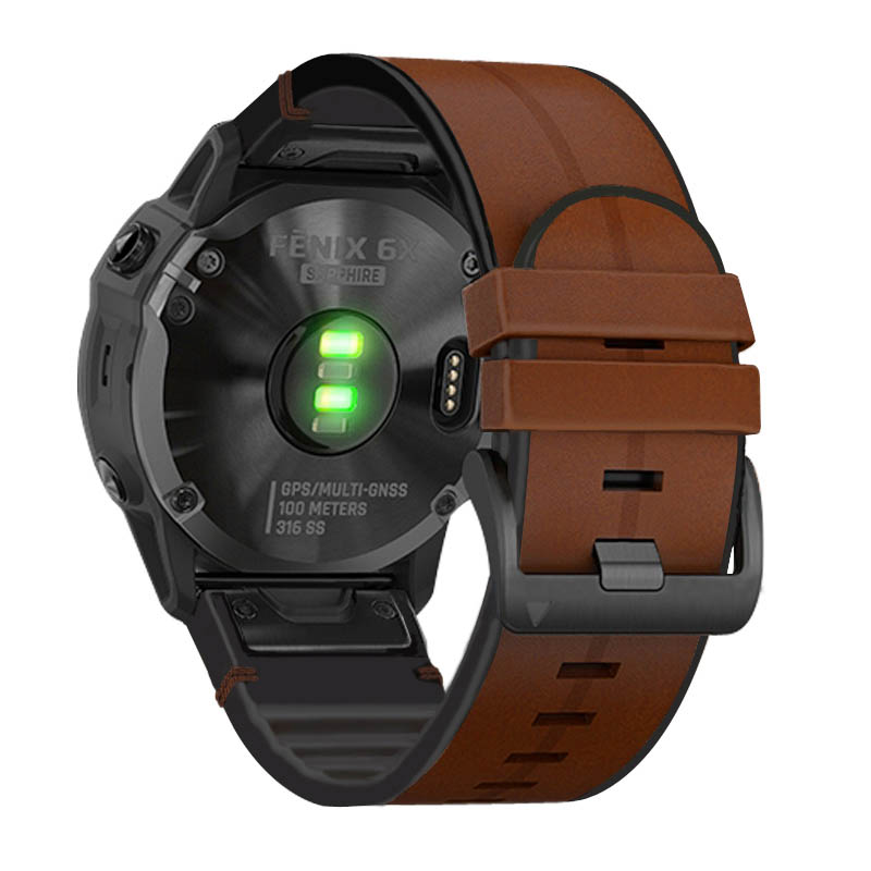 Leather & Silicone Hybrid Strap for Garmin Fenix 3 / 3 HR / 5X / 5X Plus / 6X